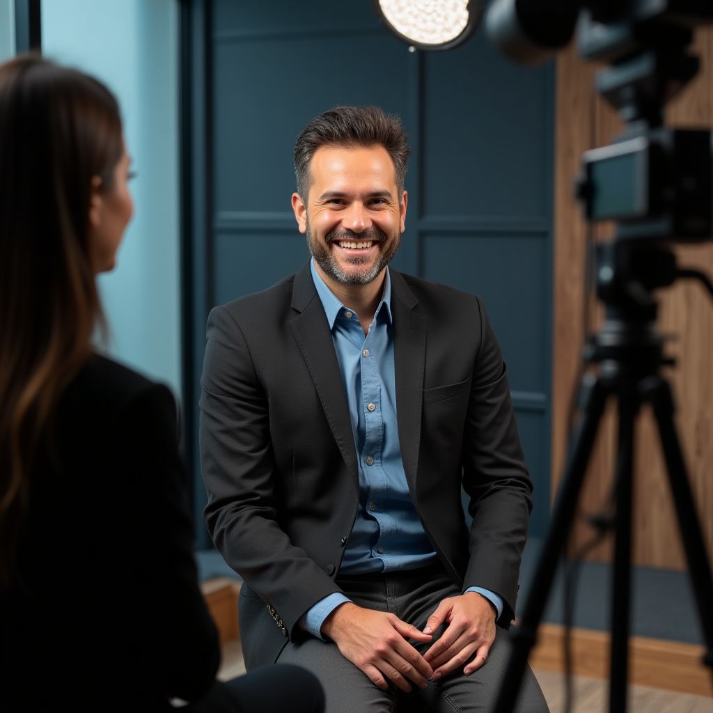 Entrevista en estudio con emprendedor